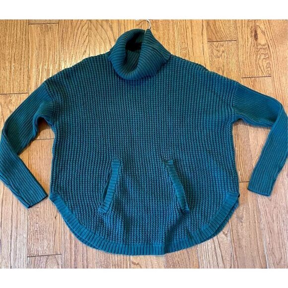 Michael Michael kors green chunky knit cowl neck pocket front sweater - Picture 8 of 10